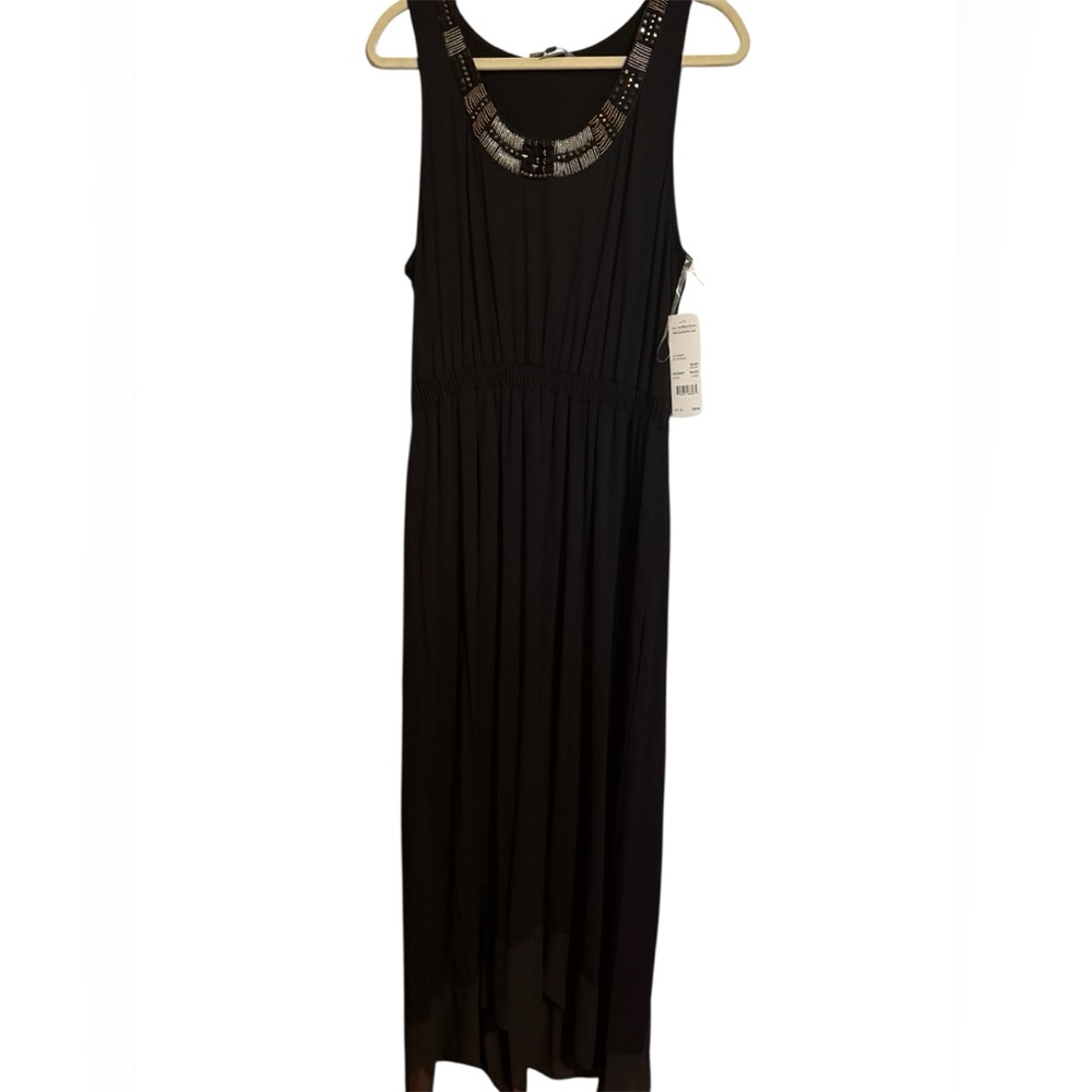 Ny Collection Black Maxi Dress with Embellished Neckline 1x xl extra large Semi